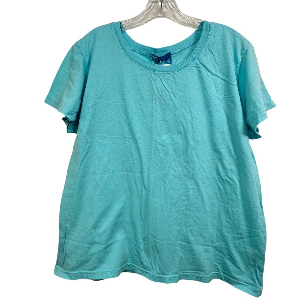 Fresh Produce Womens XL Clear Water Turquoise Combed Cotton Crew T-Shirt 71110